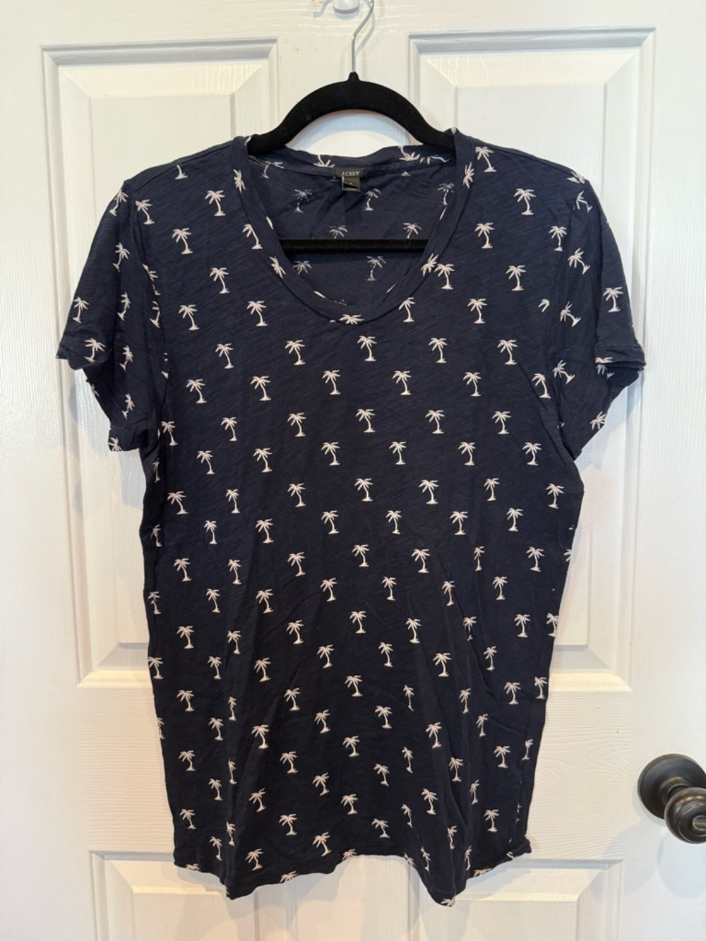 J. Crew Navy Tee with White Palm Tree Print